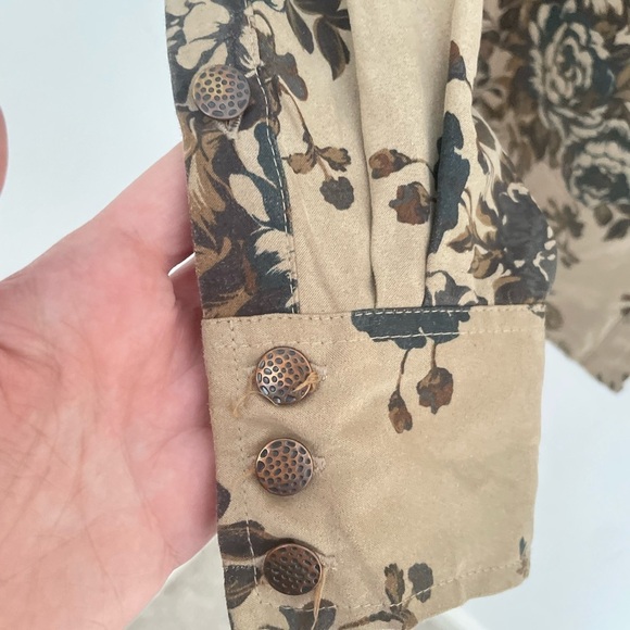 North River Outfitters button up floral long sleeve brown neutral size medium - Picture 5 of 9